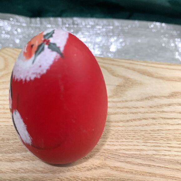 Two Small Vintage Hand Painted Artist Signed Wooden Egg Santa Folk Art Figurines - Picture 15 of 17